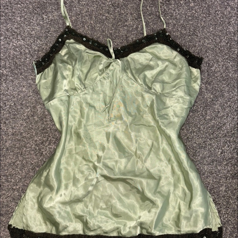 Y2K Green Satin Top